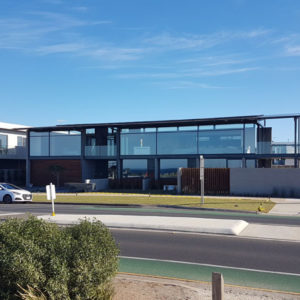 Road-side view of domestic plastering project at Torquay's The Esplanade